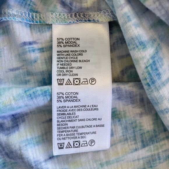 Tommy Bahama Women's Tunic Top Imali Ikat Kiera Blue Green 3/4 Sleeves Size Sm - Picture 11 of 13